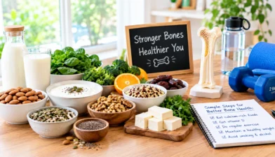 Find vegetarian foods and exercises to improve bone strength and prevent fractures with age.